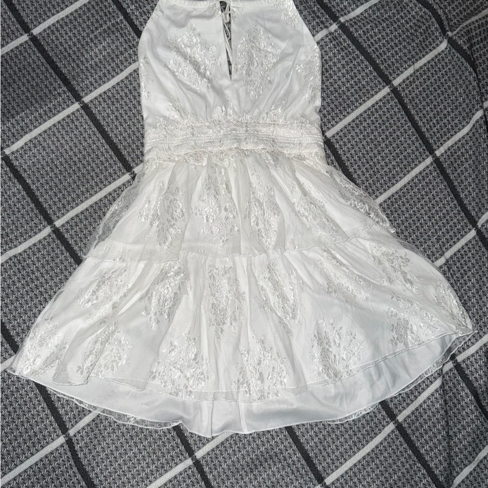 Aakaa White Lace Detail Dress